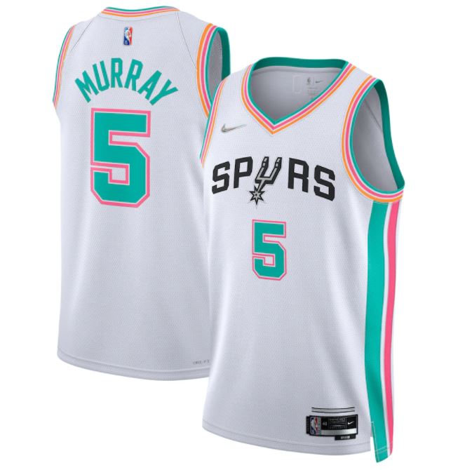Dejounte Murray, San Antonio Spurs 2021/22 - City Edition - Cliquez sur l'image pour la fermer